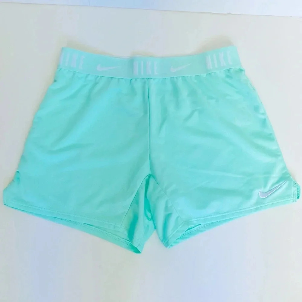 Nike Girls Dri-FIT Training Shorts Blue Green Size Large